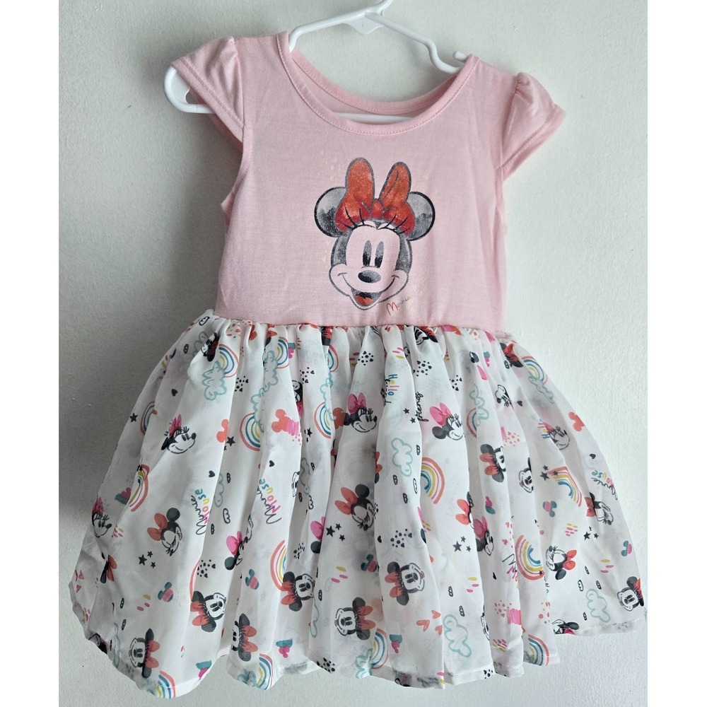Disney Minnie Mouse Girls Toddler Rainbow Tulle Dress Size 18mos
